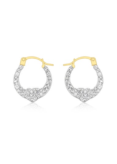 Golden Moments 9ct Yellow Gold Crystalique Heart Creole Earrings
