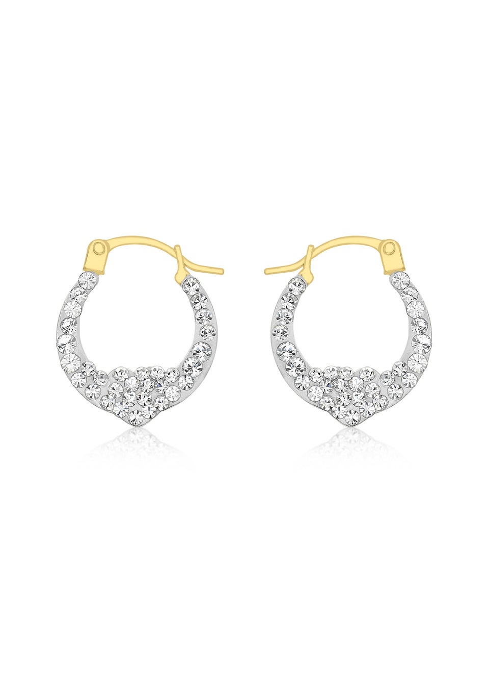Golden Moments 9ct Yellow Gold Crystalique Heart Creole Earrings