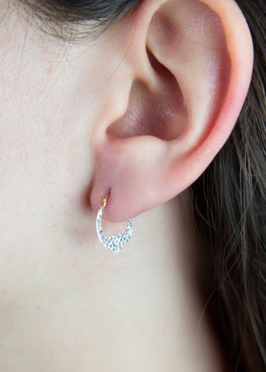 Golden Moments 9ct Yellow Gold Crystalique Heart Creole Earrings