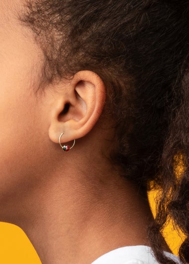 Golden Moments 9ct Yellow Gold Enamel Ladybird Hoop Earrings