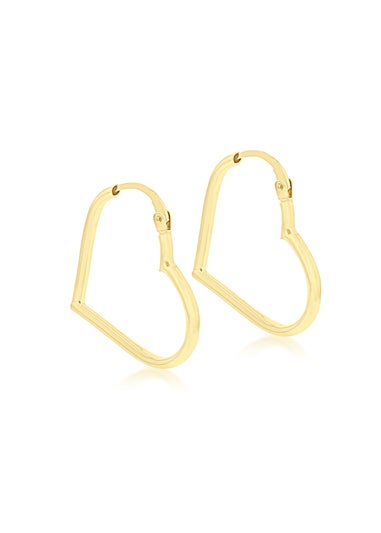 Golden Moments 9ct Yellow Gold Heart-Shaped Hoop Earrings