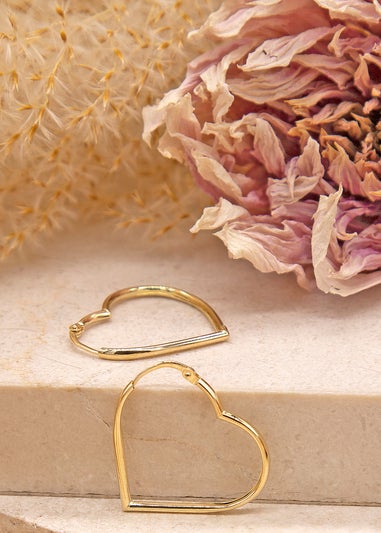 Golden Moments 9ct Yellow Gold Heart-Shaped Hoop Earrings