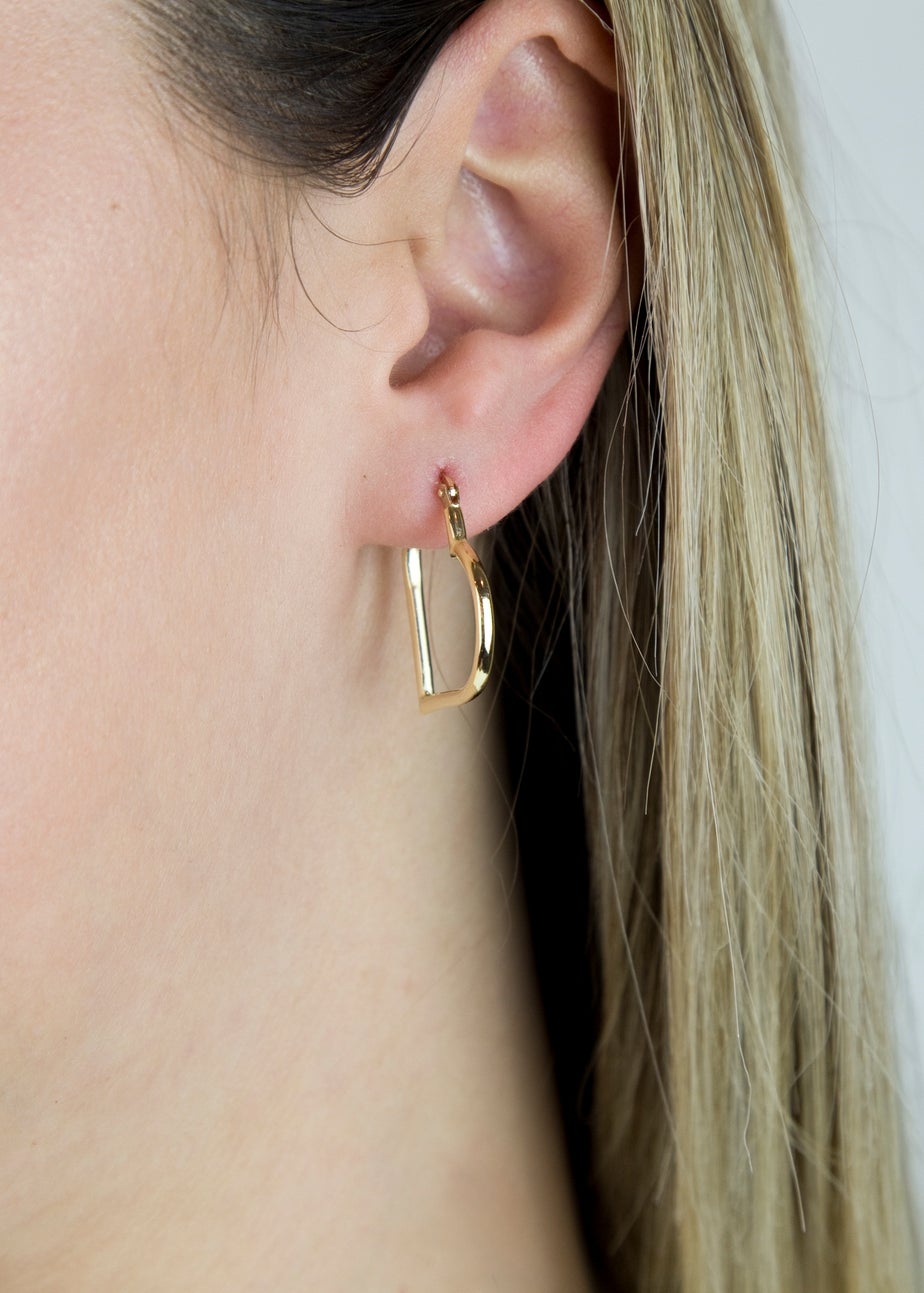 Golden Moments 9ct Yellow Gold Heart-Shaped Hoop Earrings