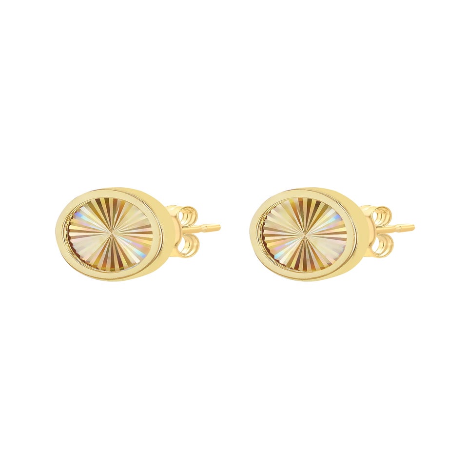 Golden Moments 9ct Yellow Gold Rainbow Circle Stud Earrings