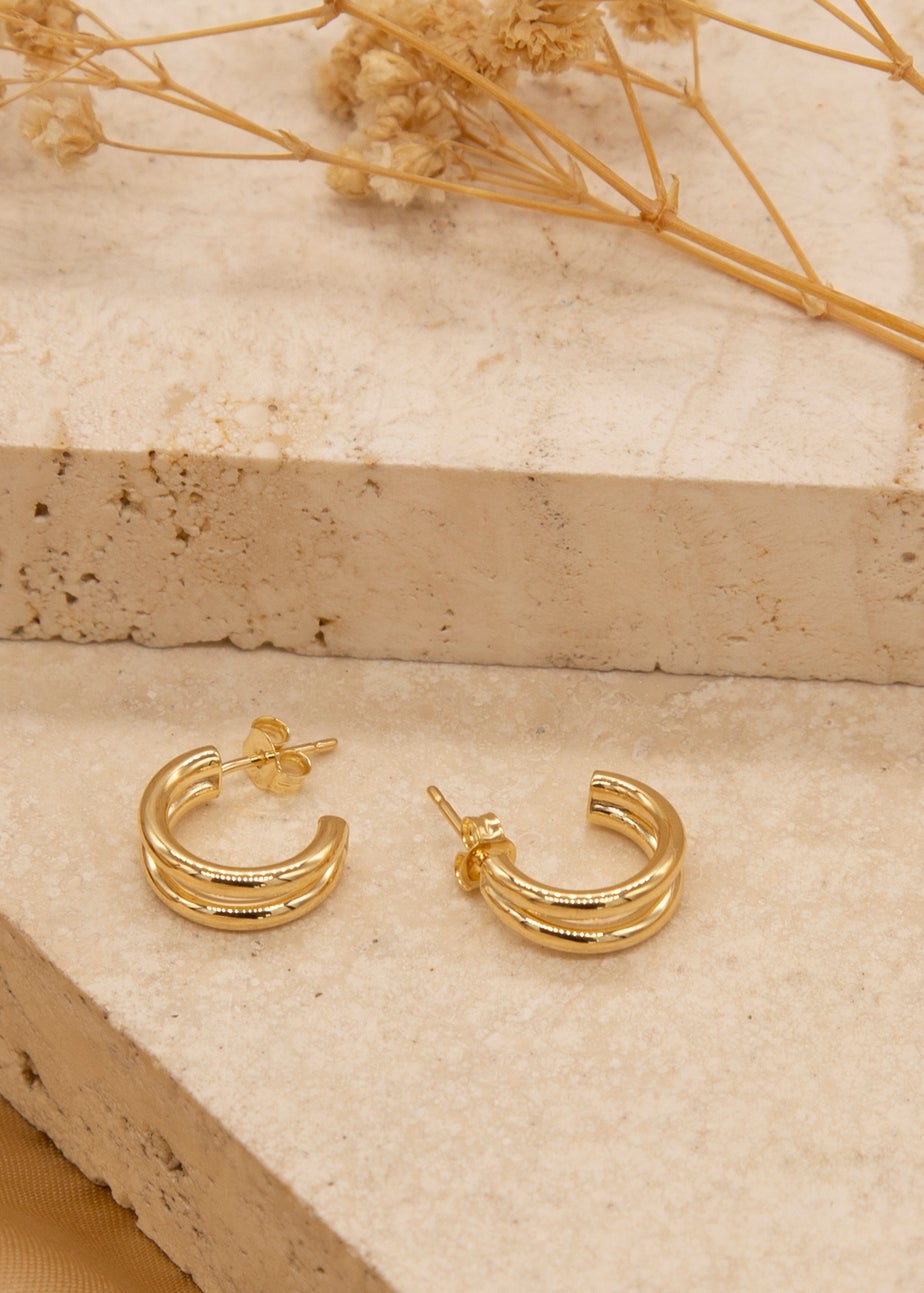 Golden Moments 9ct Yellow Gold DoubleTube HalfHoop Earrings