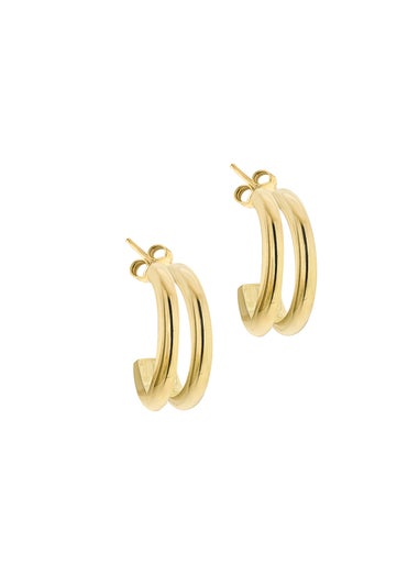 Golden Moments 9ct Yellow Gold DoubleTube HalfHoop Earrings