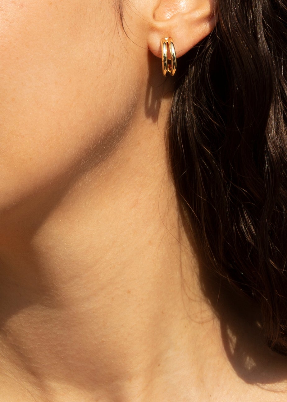 Golden Moments 9ct Yellow Gold DoubleTube HalfHoop Earrings