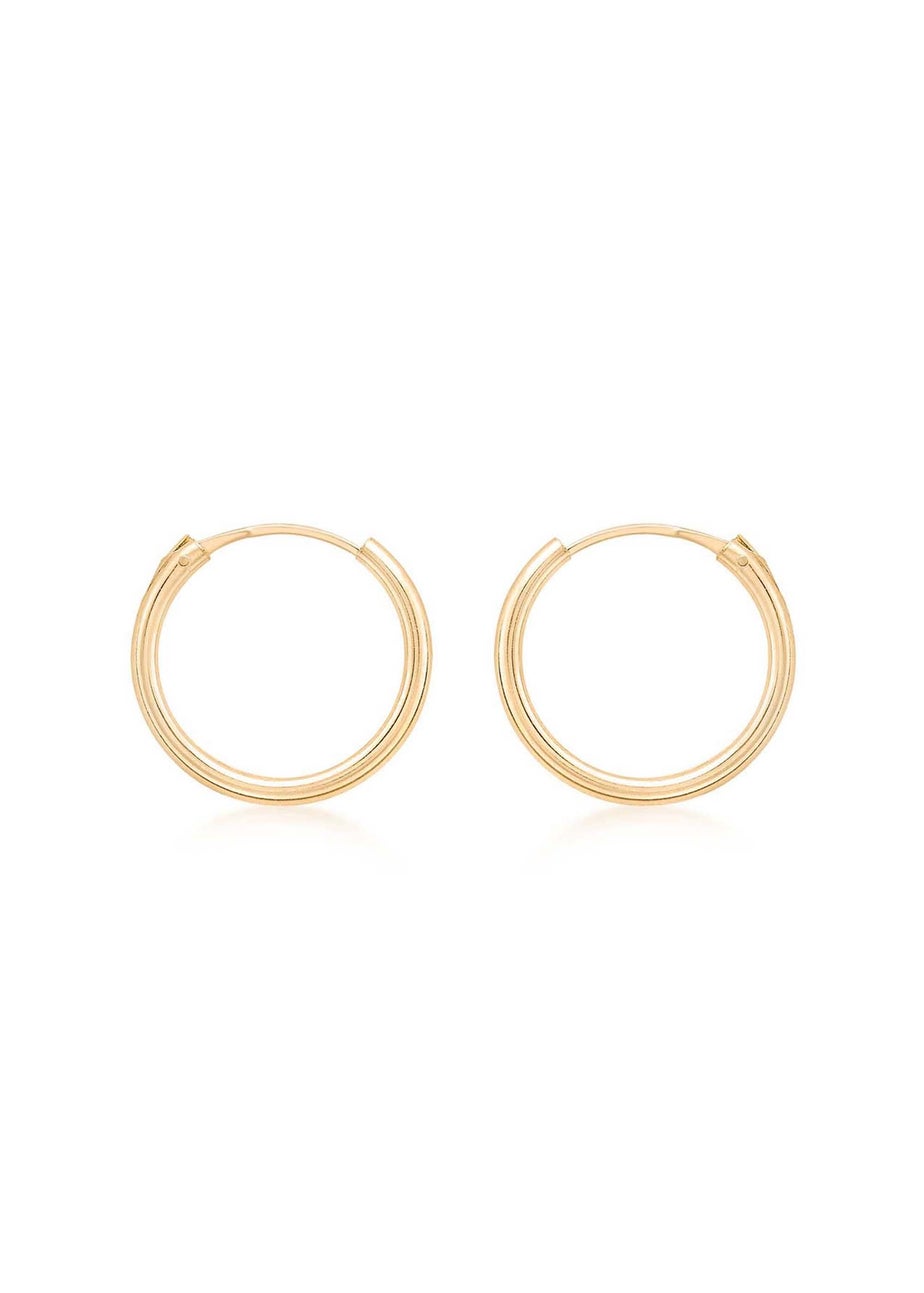 Golden Moments 9ct Yellow Gold  Tube Sleeper Hoop Earrings