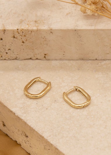 Golden Moments 9ct Yellow Gold Rectangular Hoop Creole Earrings