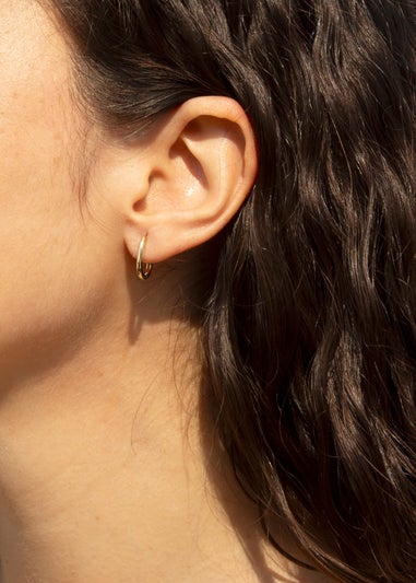 Golden Moments 9ct Yellow Gold Rectangular Hoop Creole Earrings