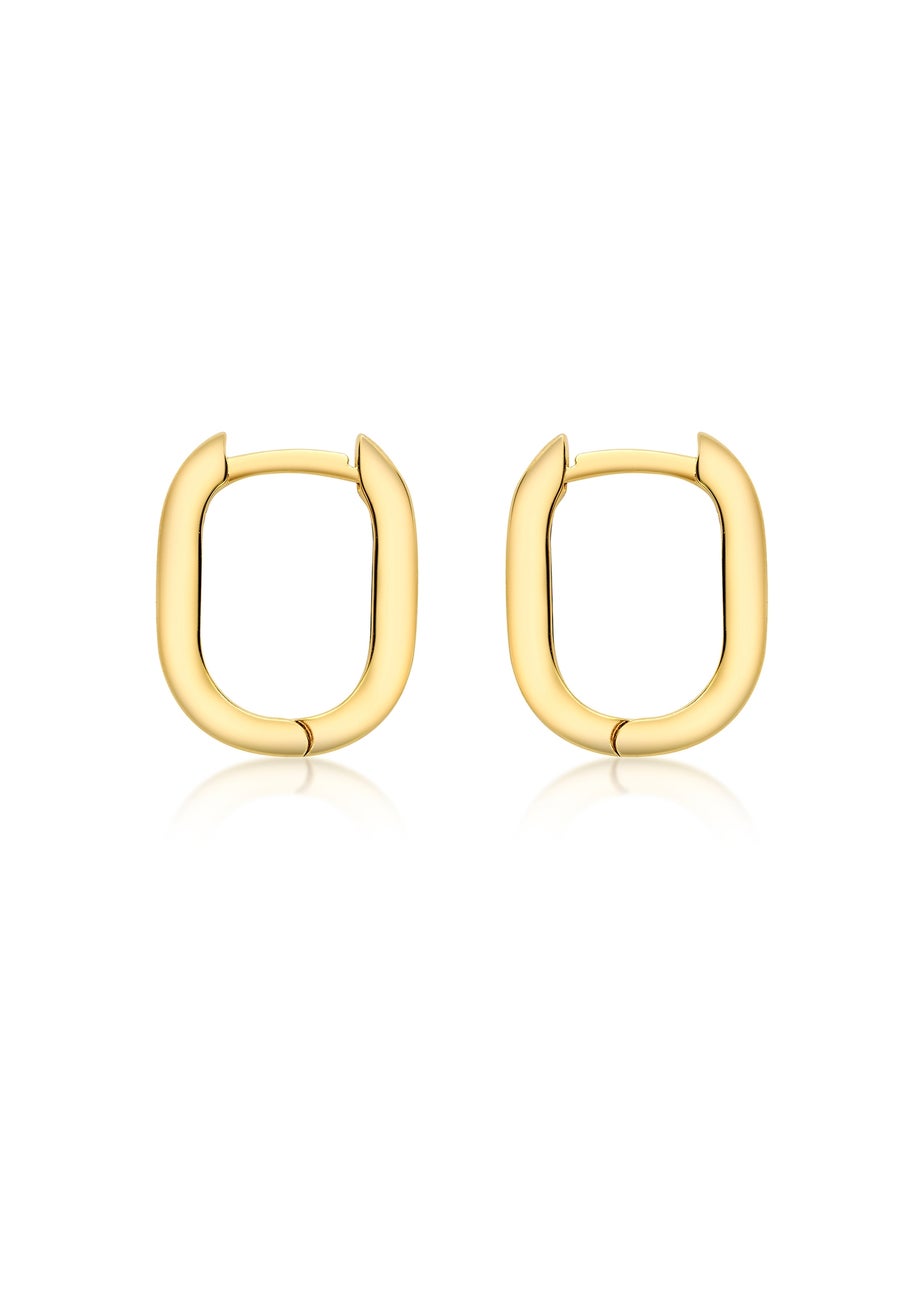 Golden Moments 9ct Yellow Gold Rectangular Hoop Creole Earrings