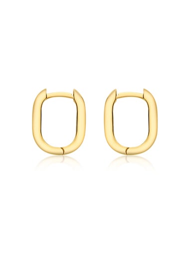 Golden Moments 9ct Yellow Gold Rectangular Hoop Creole Earrings