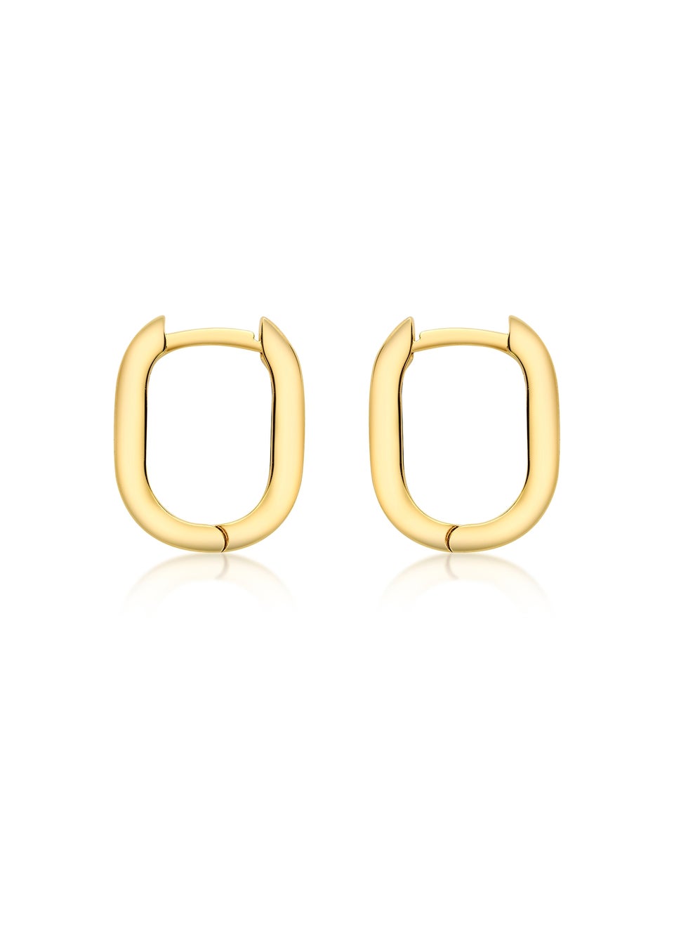 Golden Moments 9ct Yellow Gold Rectangular Hoop Creole Earrings