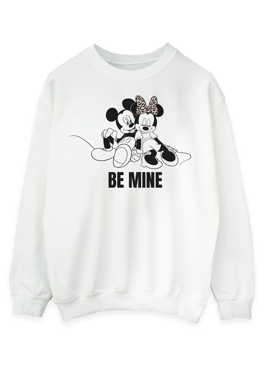 Disney Mickey Mouse Be Mine Women White Graphic Sweatshirt