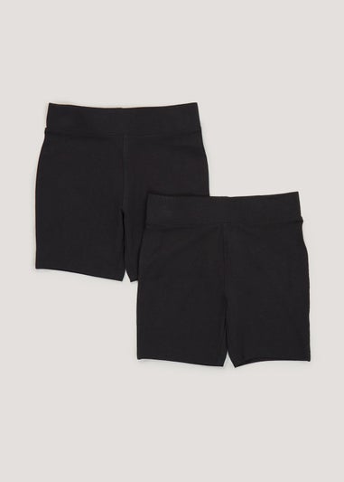Girls 2 Pack Black Cycling Shorts (3-13yrs)