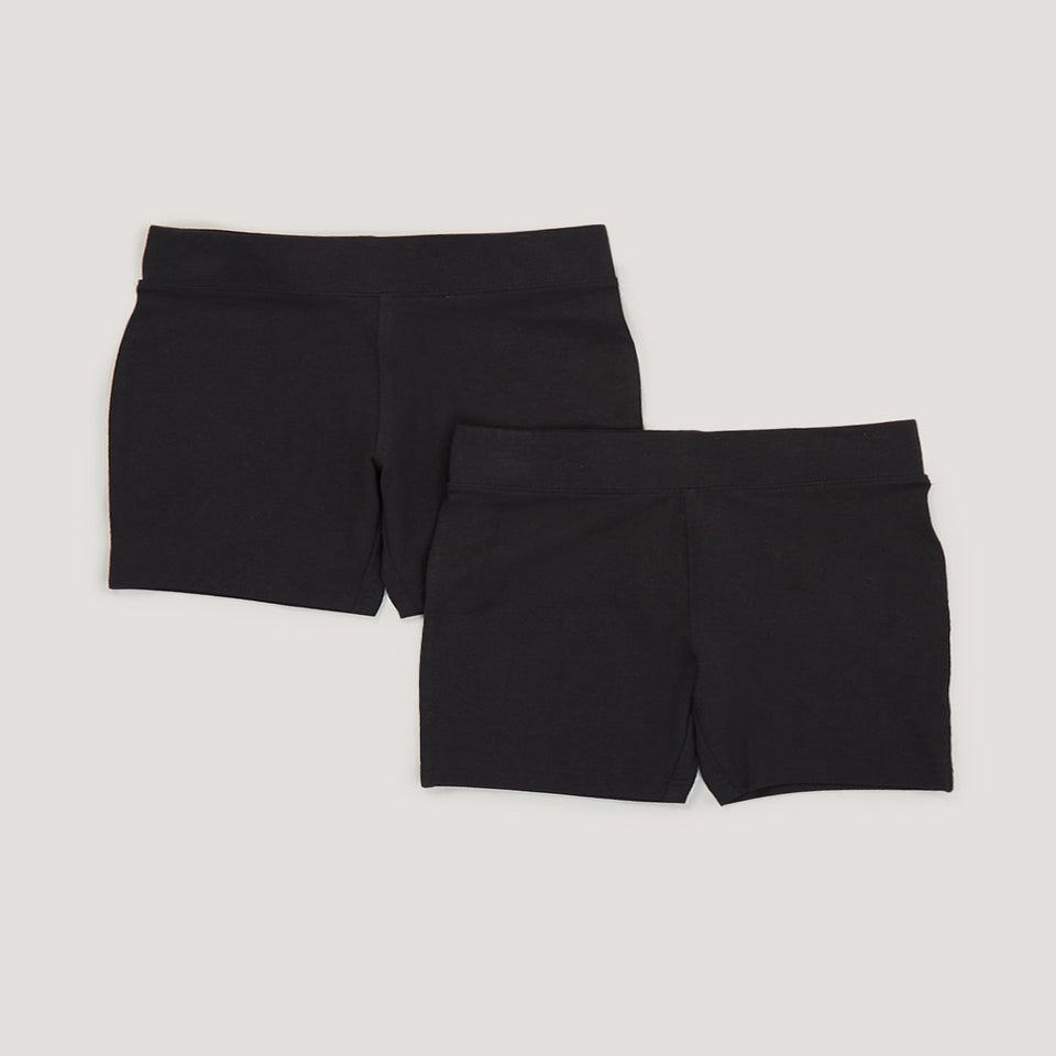 Girls 2 Pack Black Cycling Shorts (3-13yrs)