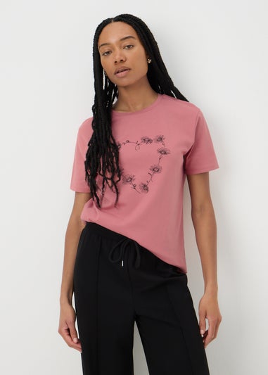 Pink Floral Heart T-Shirt
