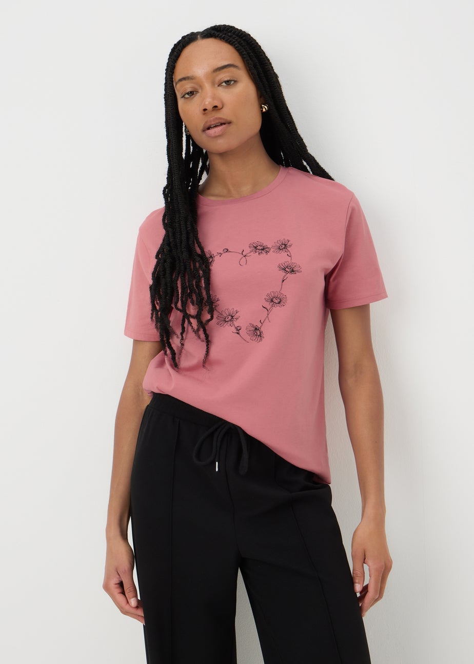 Pink Floral Heart T-Shirt