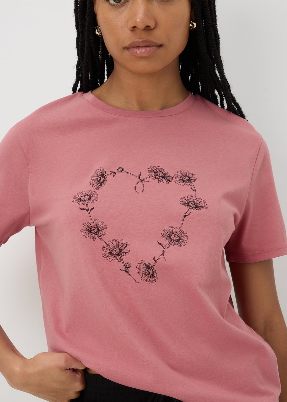 Pink Floral Heart T-Shirt