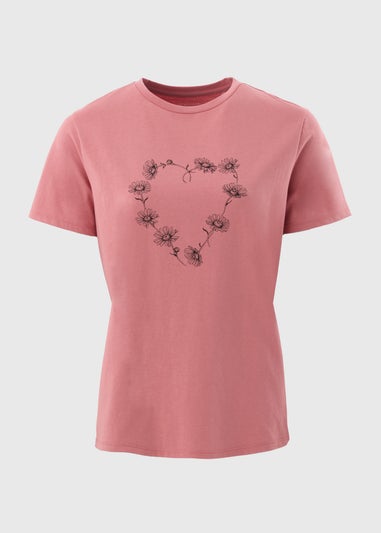Pink Floral Heart T-Shirt