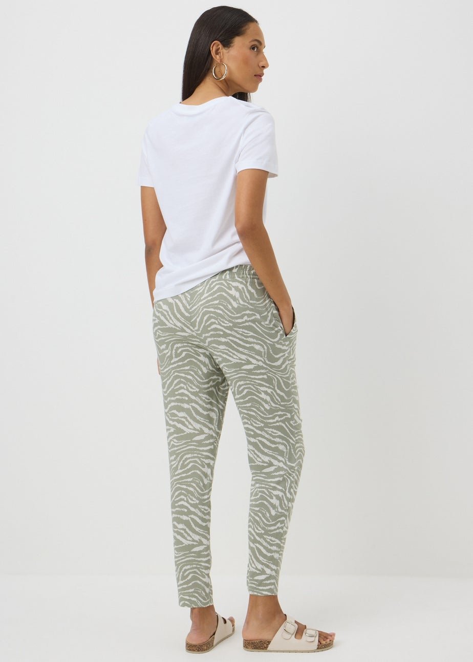 Sage Green Zebra Print Tapered Trousers