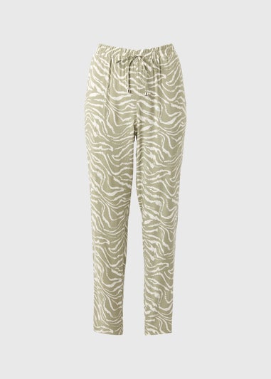 Sage Green Zebra Print Tapered Trousers