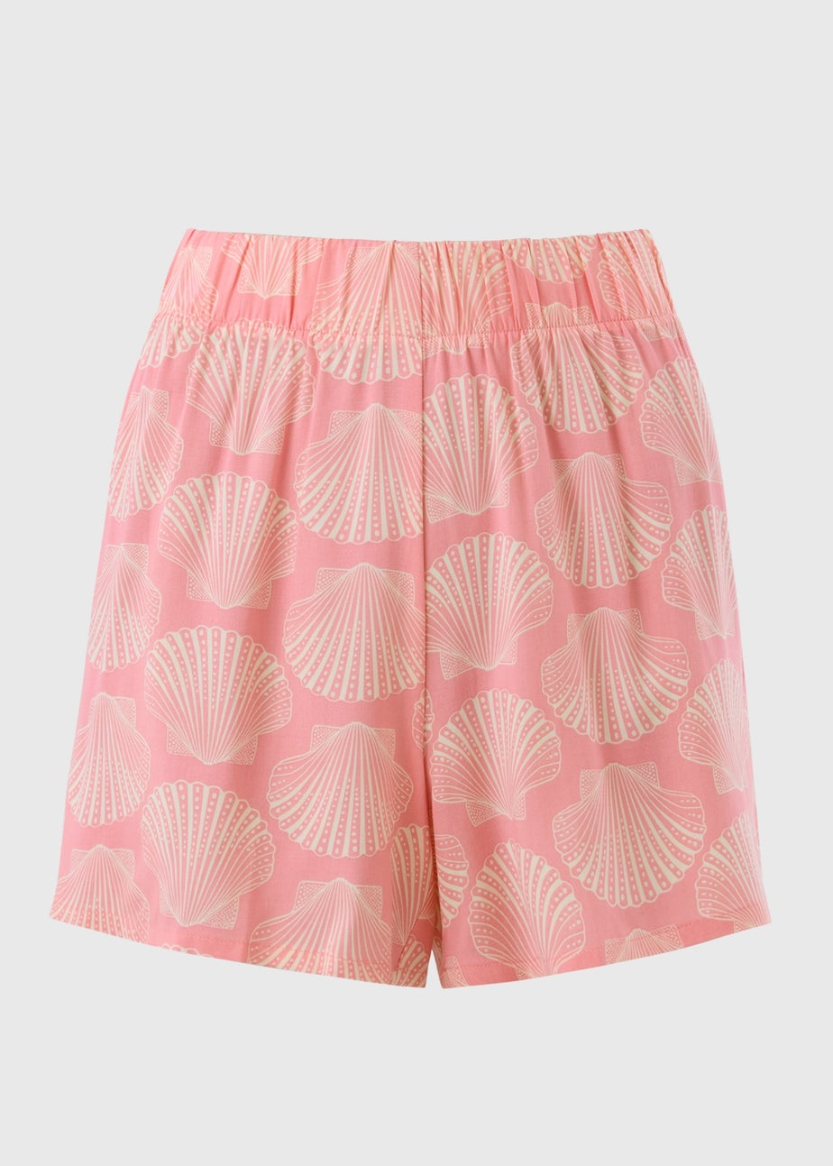 Peach Shell Print Shorts