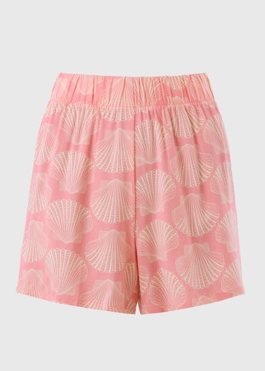 Peach Shell Print Shorts
