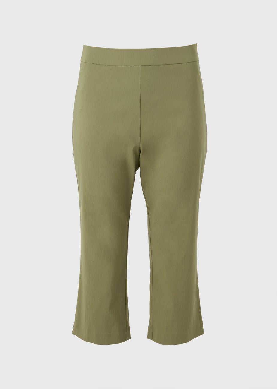 Khaki Bengaline Cropped Leggings