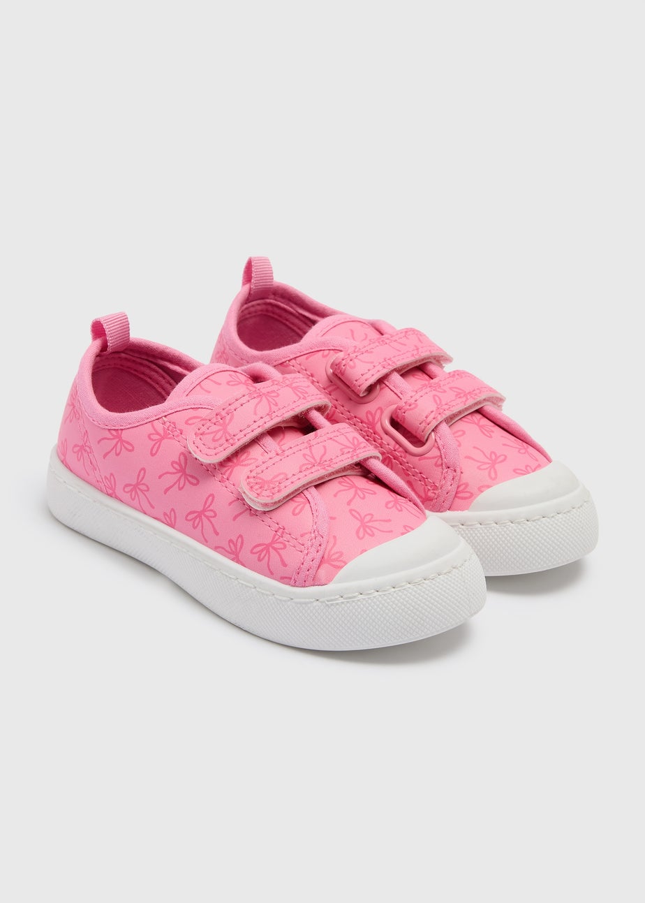 Girls Pink Bow Double Strap Shoes (Younger 4-12)