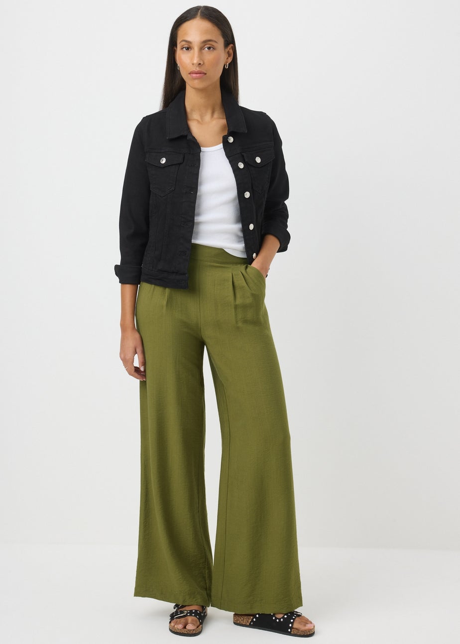 Khaki Wide Leg Trousers