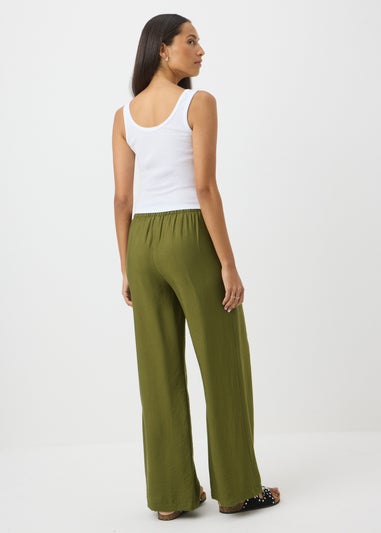 Khaki Wide Leg Trousers