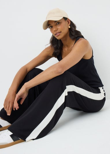 Black Side Stripe Wide Leg Trousers