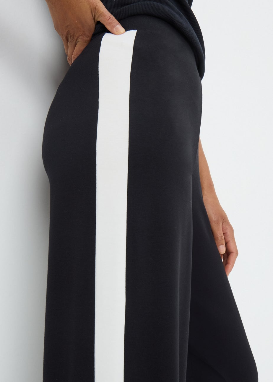 Black Side Stripe Wide Leg Trousers
