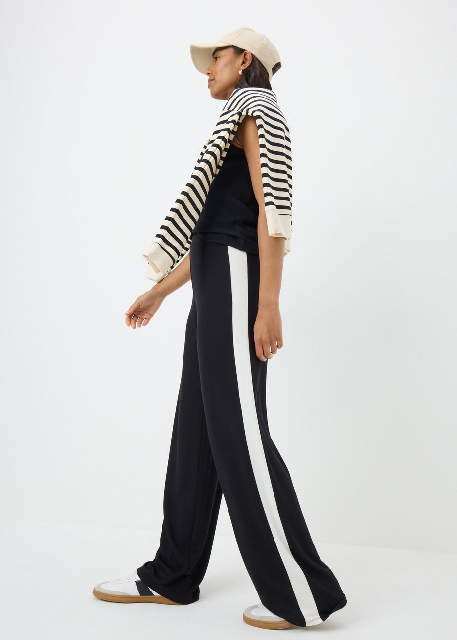 Black Side Stripe Wide Leg Trousers