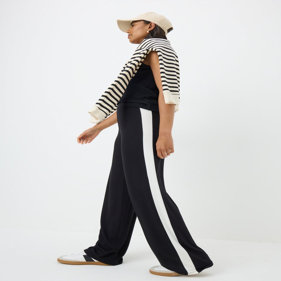 Black Side Stripe Wide Leg Trousers