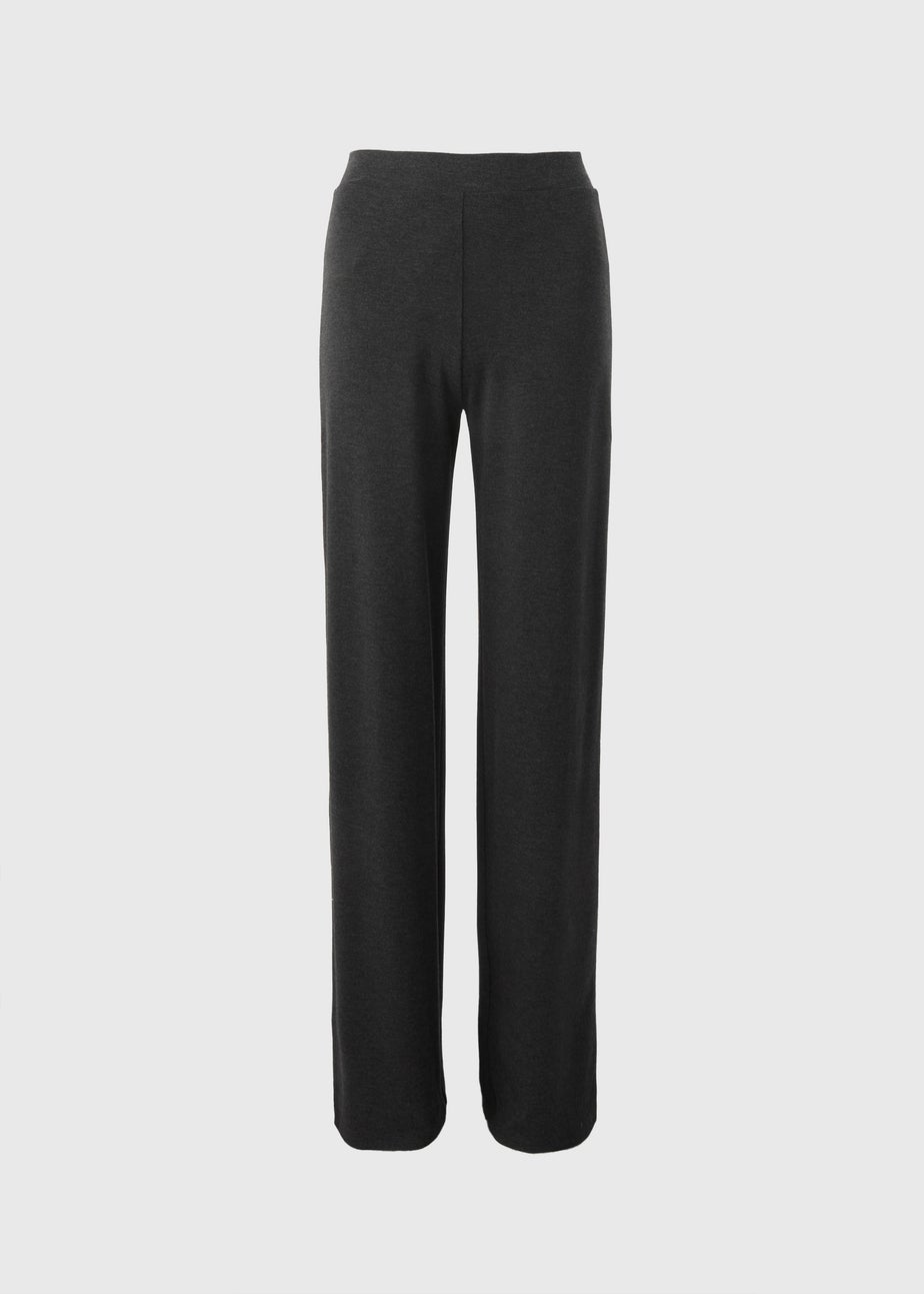 Charcoal Side Stripe Wide Leg Trousers