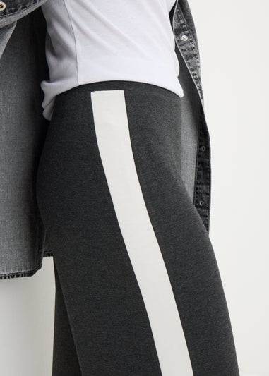 Charcoal Side Stripe Wide Leg Trousers