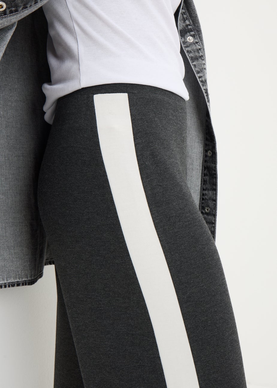 Charcoal Side Stripe Wide Leg Trousers