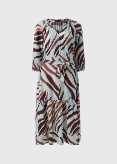 Et Vous Green Zebra Belted Midi Dress
