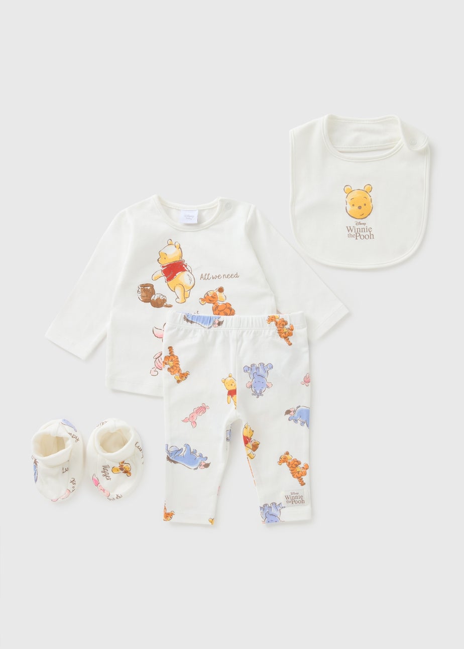 4 Pack Cream Winnie The Pooh Gift Set (Newborn-18mths)