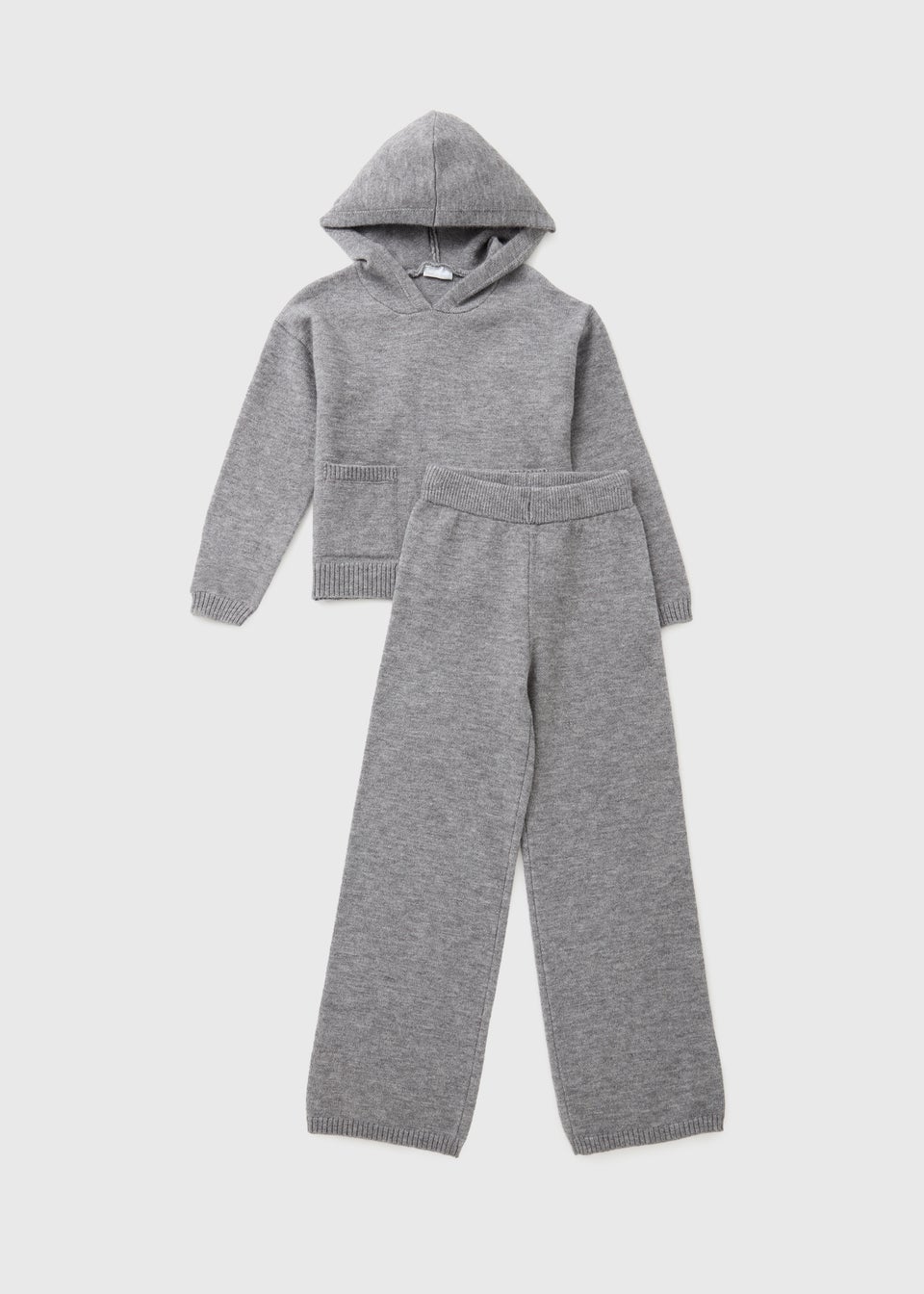 Girls Charcoal Knitted Hoodie & Trouser Set (7-15yrs)