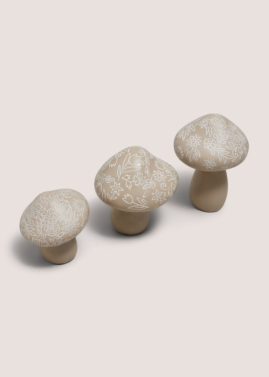 Beige Filigree Mushroom Ornaments