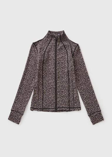 Brown Leopard Sports Zip Up Top (7-15yrs)