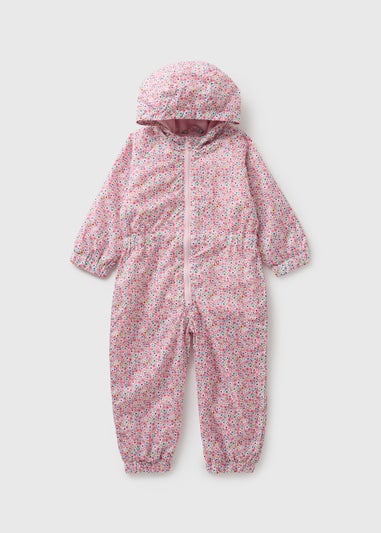 Girls Pink Floral Puddle Suit (1-7yrs)
