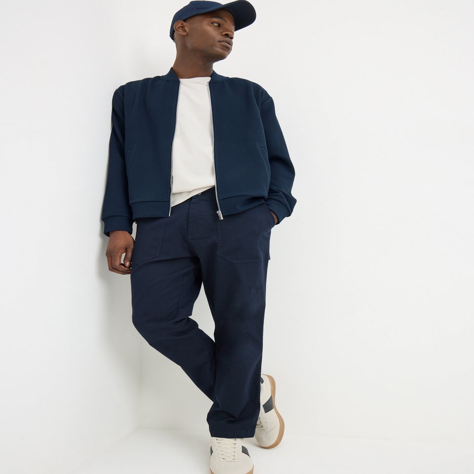 Navy Smart Quilt Bomber Jacket