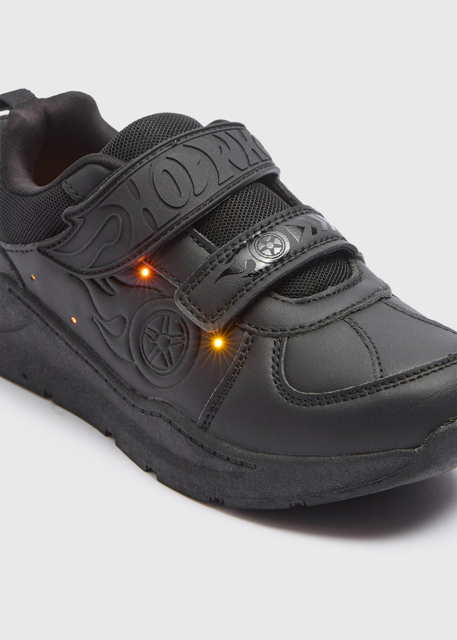 Boys Hot Wheels Black Light Up School Shoes (Younger 8 - Older 2)