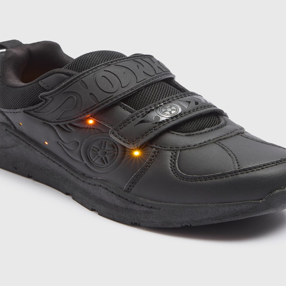 Boys Hot Wheels Black Light Up School Shoes (Younger 8 - Older 2)