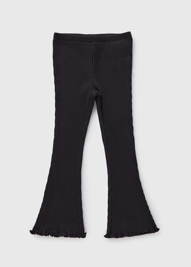 Black Ribbed Flare Leggings (1-7yrs)