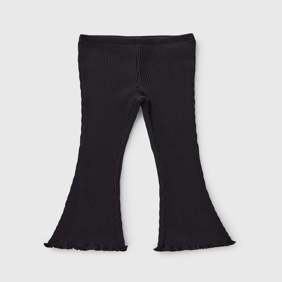 Black Ribbed Flare Leggings (1-7yrs)
